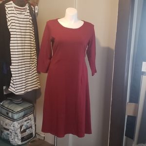 Burgundy simple work dress